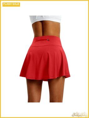High Waist Pleated Tennis Skort with 4 Pockets Athletic Golf Skirt